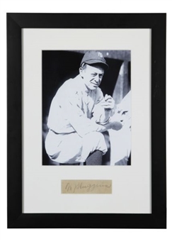 Miller Huggins Signed Cut in and Photo Display